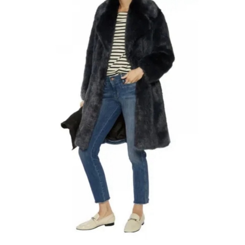 AINEA two tone faux fur coat blue gray sz IT 42